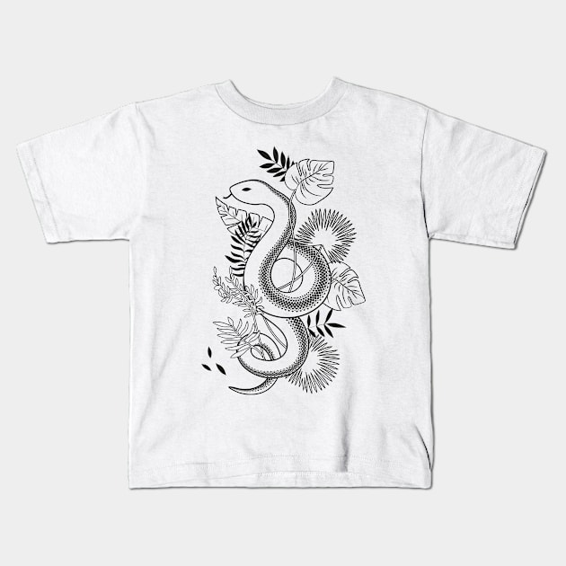 Snake and Flowers Kids T-Shirt by HustleHardStore